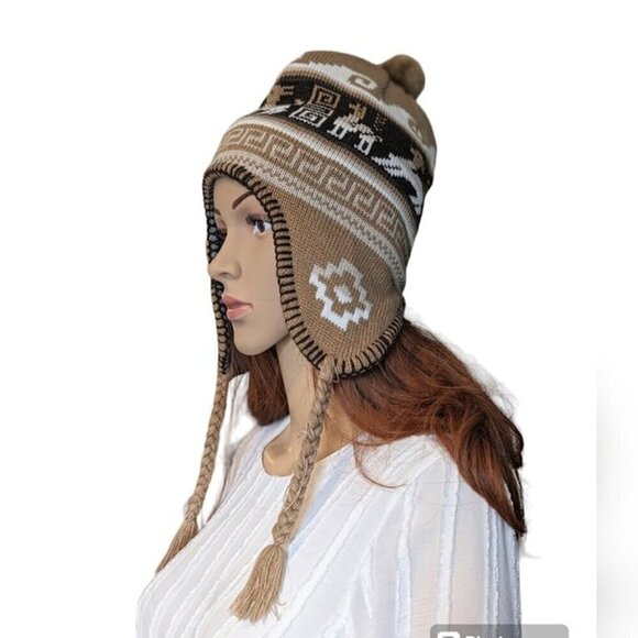 Unisex Peruvian hat, with fleece lining is handmade - Picture 3 of 8